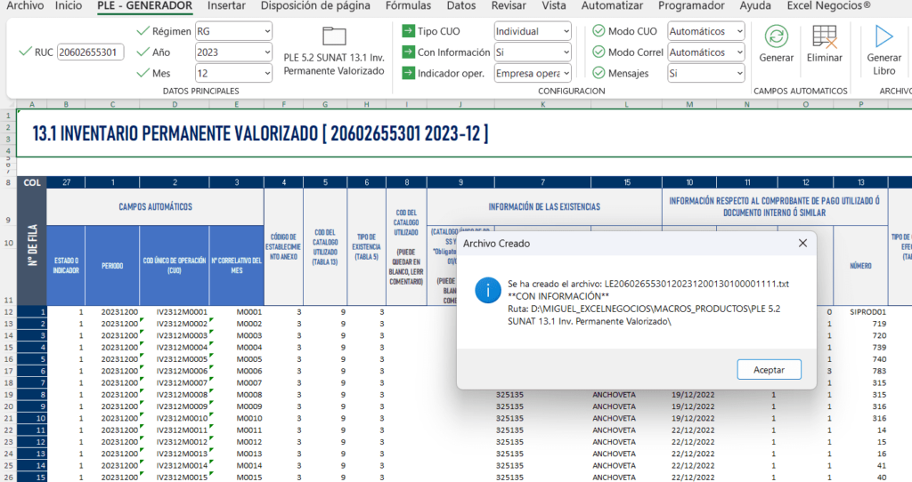 Usar macros para presentar por PLE
