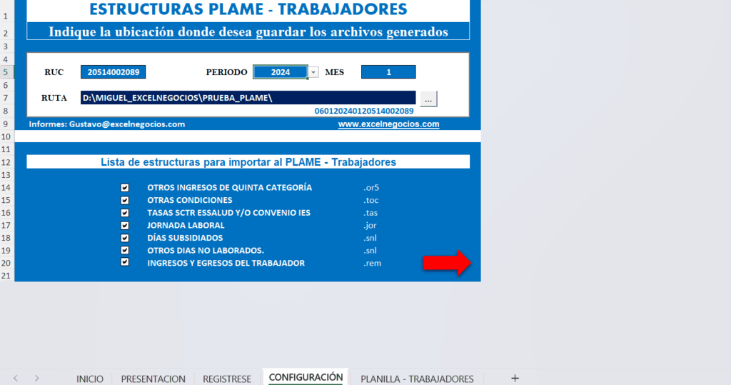 Macros para carga masiva de informacion a PLAME y TREGISTRO
