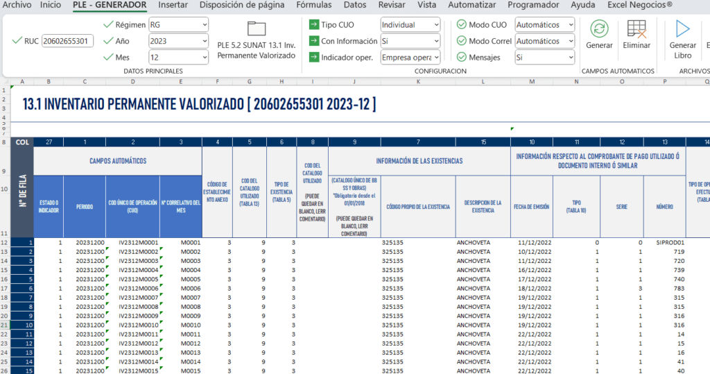 Macros para libros electronicos y presentar por PLE