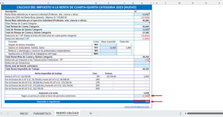 Plantilla para Cálculo de Renta anual de 4ta y 5ta Categoría – Excel ...