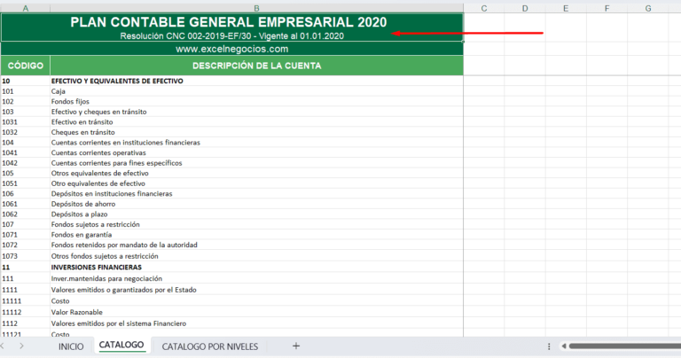 Plan contable general empresarial 2020 en excel – Excel Negocios