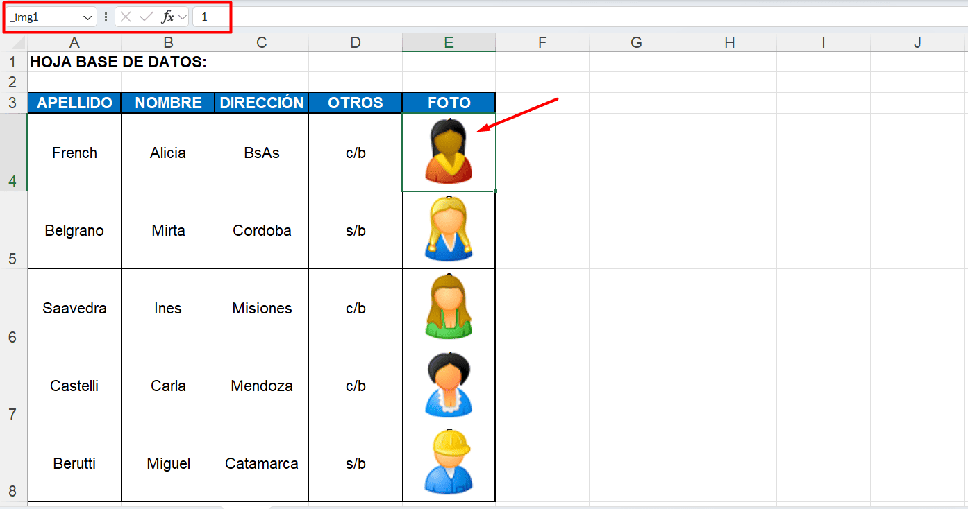Excel Base Base de datos con imágenes en excel – Excel Negocios