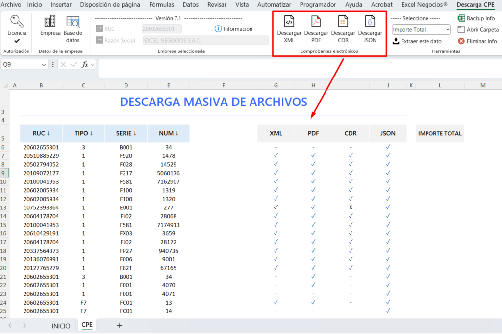 Descarga masiva de comprobantes sunat